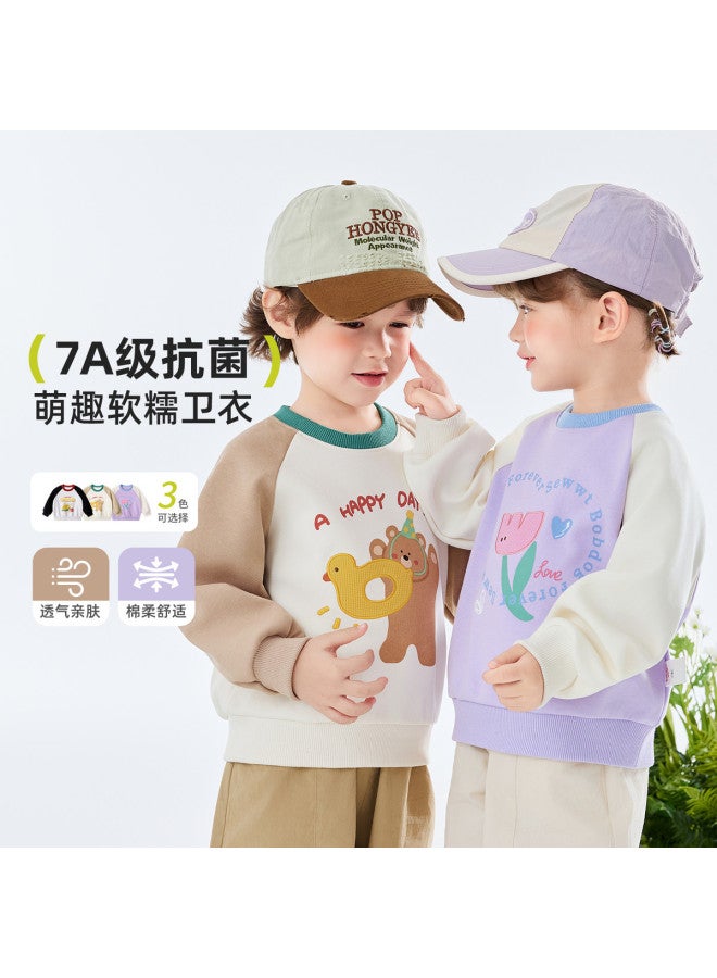 Babu Bean Children's Spring And Autumn Class A Antibacterial Sweatshirt Small And Medium Kids Cartoon Top Boys And Girls Baby Clothes - Image 3